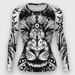 Рашгард женский Черно белый Африканский Лев Black and White Lion, цвет: 3D-принт