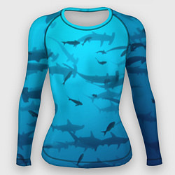 Рашгард женский Акулы - океан, цвет: 3D-принт