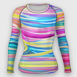 Рашгард женский Многоцветные волны, цвет: 3D-принт