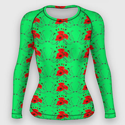 Рашгард женский Blooming red poppies, цвет: 3D-принт