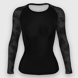 Рашгард женский Кроссфит униформа - черный камуфляж, цвет: 3D-принт
