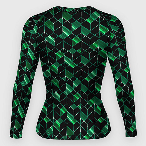 Женский рашгард Геометрический узор, зеленые фигуры на черном / 3D-принт – фото 2