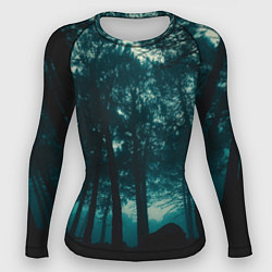 Рашгард женский Тёмный лес на закате, цвет: 3D-принт