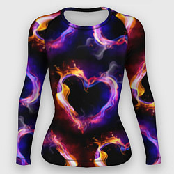 Рашгард женский Пламенное сердце - паттерн, цвет: 3D-принт