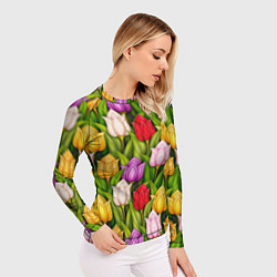 Рашгард женский Объемные разноцветные тюльпаны, цвет: 3D-принт — фото 2