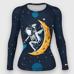 Рашгард женский Космонавт на луне, цвет: 3D-принт