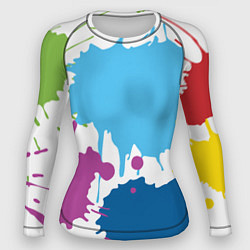 Рашгард женский Цветные кляксы на белом фоне, цвет: 3D-принт