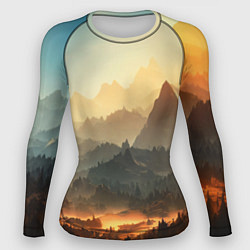 Рашгард женский Рассвет в горах, пейзаж, цвет: 3D-принт