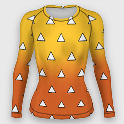 Рашгард женский Оранжевое кимоно с треугольниками - Зеницу клинок, цвет: 3D-принт