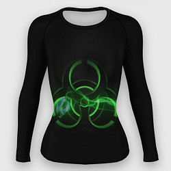 Рашгард женский Радиация - зелёный знак, цвет: 3D-принт