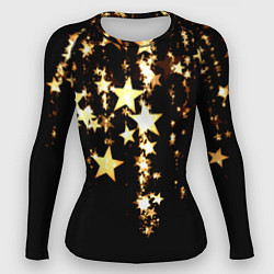 Рашгард женский Золотые праздничные звезды, цвет: 3D-принт