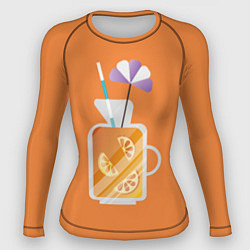 Рашгард женский Апельсиновый сок - Оранжевая версия, цвет: 3D-принт
