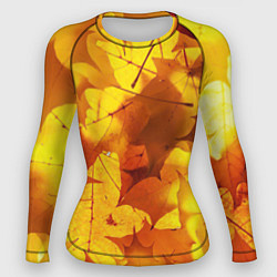 Рашгард женский Осенние золотые листья, цвет: 3D-принт