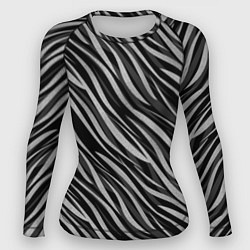 Рашгард женский Полосатый черно-серый узор Зебра, цвет: 3D-принт