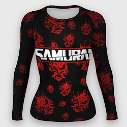 Рашгард женский Samurai - Красный паттерн - Cyberpunk, цвет: 3D-принт