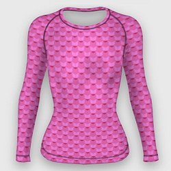 Рашгард женский Геометрический современный розовый однотонный узор, цвет: 3D-принт