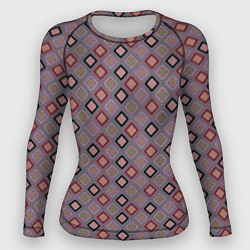 Рашгард женский Разноцветные квадраты с зигзагами, цвет: 3D-принт