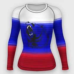 Рашгард женский Флаг России с медведем, цвет: 3D-принт
