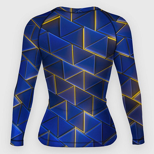 Женский рашгард Синие треугольники и жёлтый свет / 3D-принт – фото 2