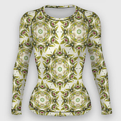 Рашгард женский Цветы абстрактные зелёные, цвет: 3D-принт