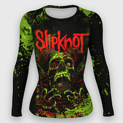 Женский рашгард Slipknot green череп