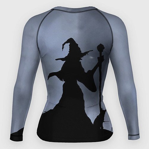 Женский рашгард Halloween - силуэт ведьмы с котом / 3D-принт – фото 2