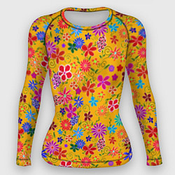 Рашгард женский Нарисованные цветы - орнамент, цвет: 3D-принт