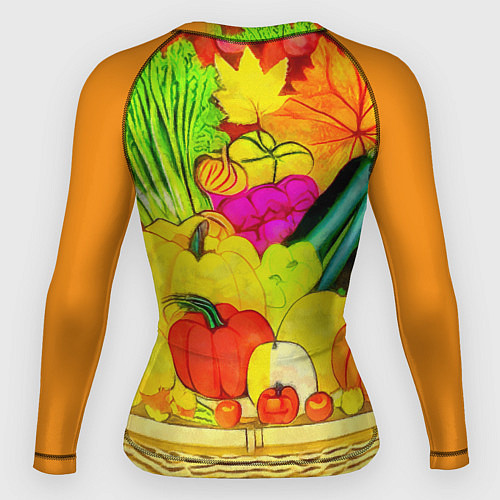 Женский рашгард Плетеная корзина, полная фруктов и овощей / 3D-принт – фото 2