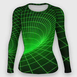 Рашгард женский Зелёная неоновая чёрная дыра, цвет: 3D-принт
