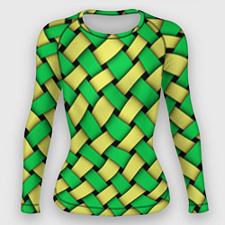 Рашгард женский Жёлто-зелёная плетёнка - оптическая иллюзия, цвет: 3D-принт