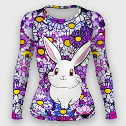 Рашгард женский Веселый кролик в цветах, цвет: 3D-принт