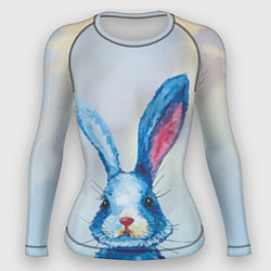 Рашгард женский Синий кролик на фоне неба, цвет: 3D-принт