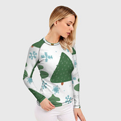 Рашгард женский Новогодние ёлочки, цвет: 3D-принт — фото 2