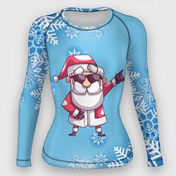 Рашгард женский Крутой Дед Мороз - снежинки, цвет: 3D-принт