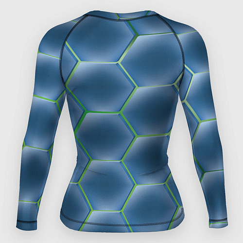 Женский рашгард Синии шестигранники / 3D-принт – фото 2