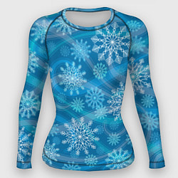 Женский рашгард Узор из снежинок на синем фоне