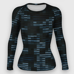 Рашгард женский Чёрные и синие блоки во тьме, цвет: 3D-принт