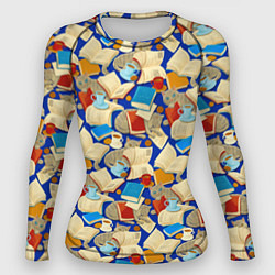 Рашгард женский Книги и котики, цвет: 3D-принт