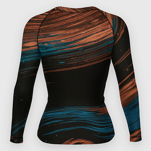 Женский рашгард Синие и оранжевые переливающиеся пески во тьме / 3D-принт – фото 2