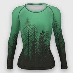 Рашгард женский Зелёный туманный лес, цвет: 3D-принт
