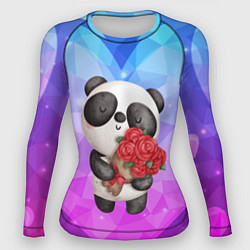 Рашгард женский Панда с букетом цветов, цвет: 3D-принт
