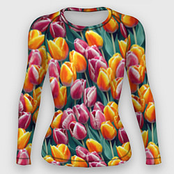 Рашгард женский Роскошные тюльпаны, цвет: 3D-принт