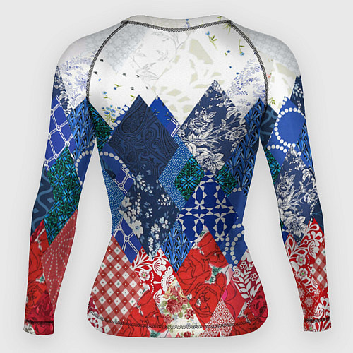 Женский рашгард Флаг России в стиле пэчворк / 3D-принт – фото 2