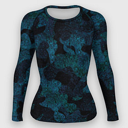 Рашгард женский Камуфляж тёмно-синий, цвет: 3D-принт