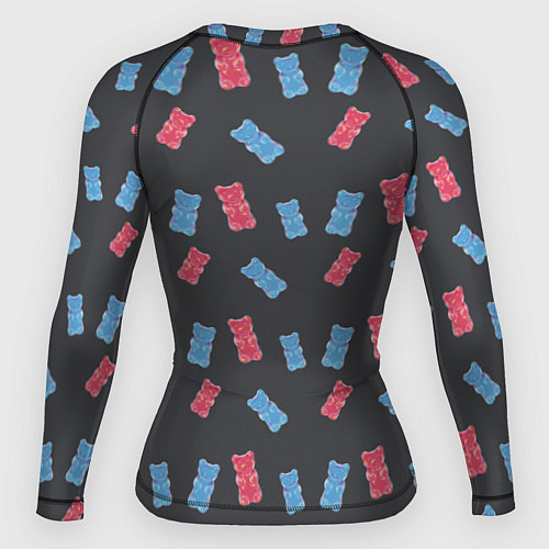 Женский рашгард Паттерн с мишкамиишками на темном фоне / 3D-принт – фото 2