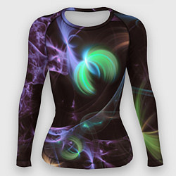 Рашгард женский Магические фиолетовые волны и цветные космические, цвет: 3D-принт