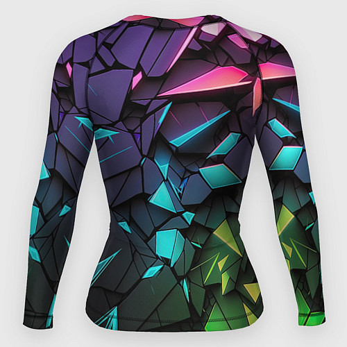 Женский рашгард Неоновые абстрактные каменные плиты / 3D-принт – фото 2