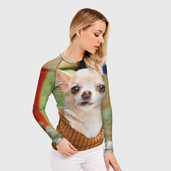 Рашгард женский Праздничный чихуахуа, цвет: 3D-принт — фото 2