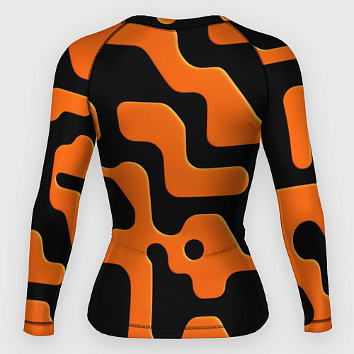 Женский рашгард Черно-оранжевый абстрактный лабиринт / 3D-принт – фото 2