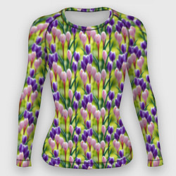 Рашгард женский Весенние крокусы, цвет: 3D-принт